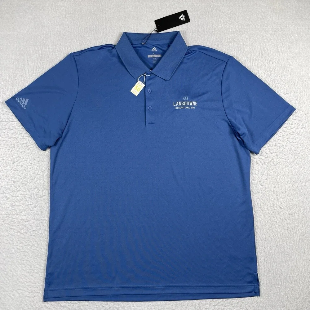 Adidas Polo Shirt Mens XL Blue Performance Golf Lansdowne Resort‎ And Spa New